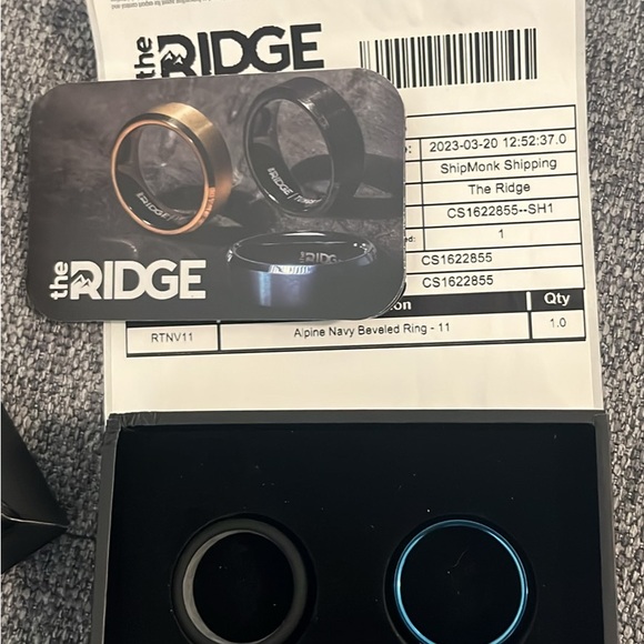 The Ridge 1 Alpine Navy tungsten wedding band and 1 silicone black ring size 11 - Picture 4 of 7